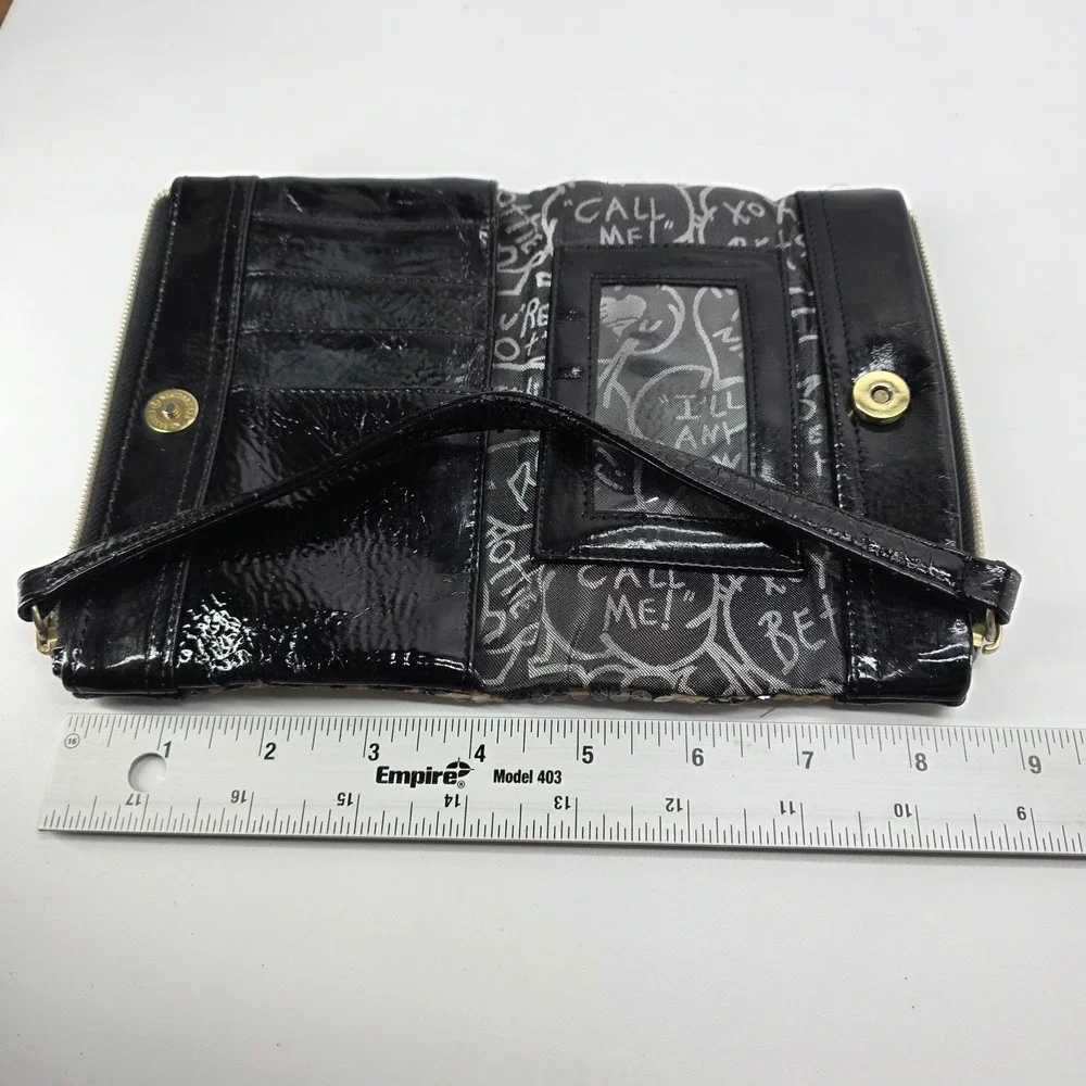 Betsey Johnson Wristlet Wallet Sequin Leopard Roses Gold Heart Bag Y2K Kitschy